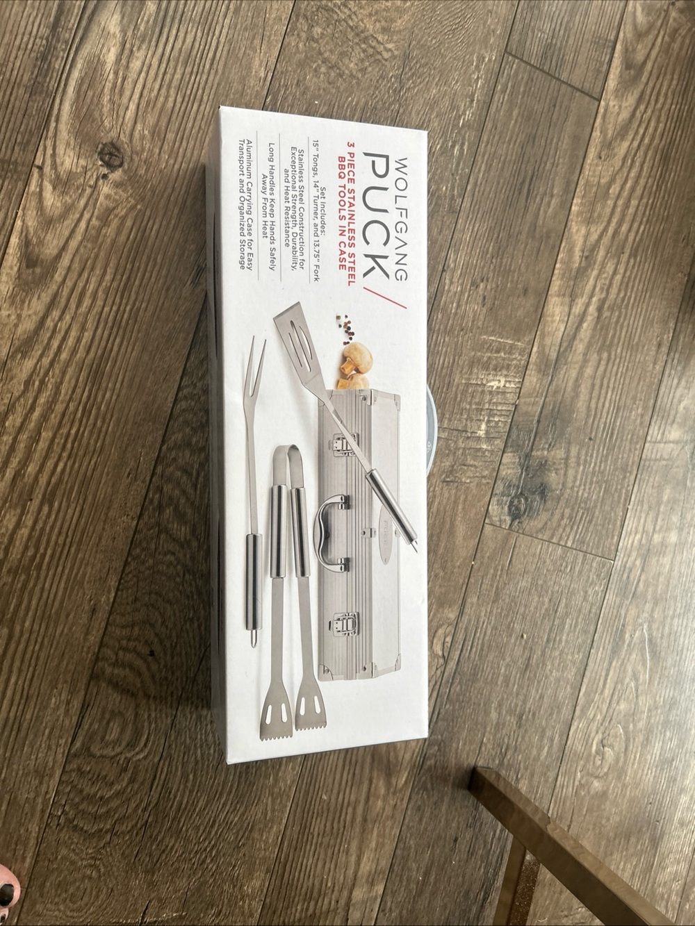 Wolfgang Puck Stainless Steel BBQ Tool Set in Silver with Case